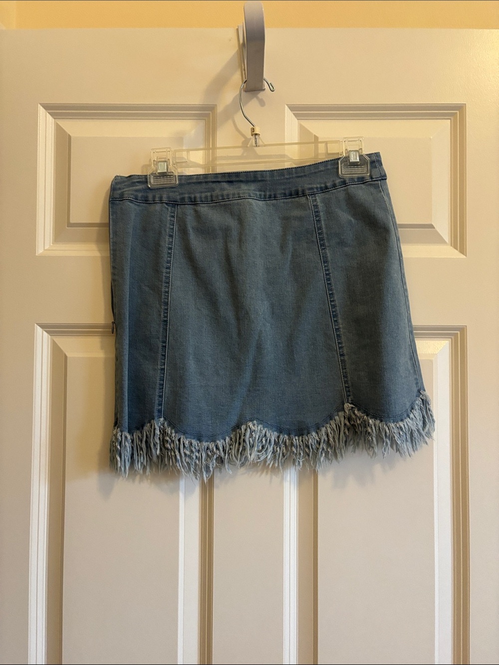 Denim Fringe Skirt